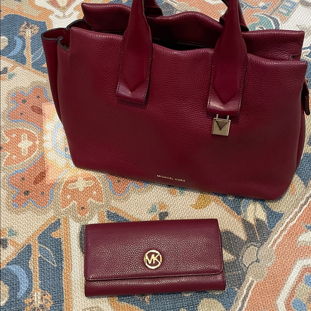 Michael Kors Deep Red Leather Tote